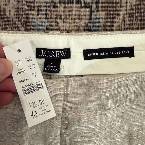 J. Crew Wide-leg Essential pant in linen • size 4 • NWT • BW528 • Flax - Picture 10 of 15